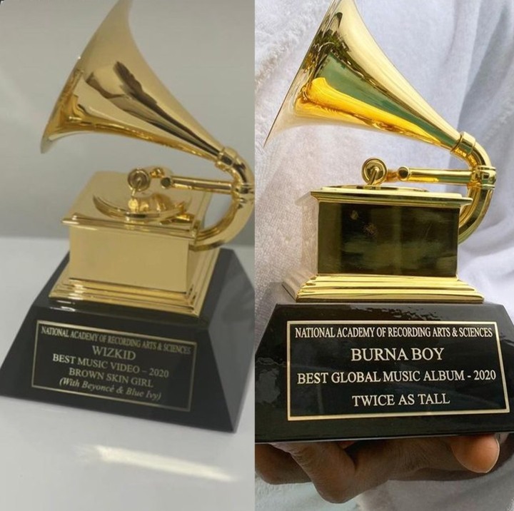 Wizkid and Burna Boy's 2019 Grammy Plaque