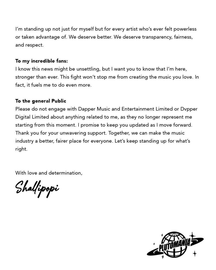 Shallipopi Press Release