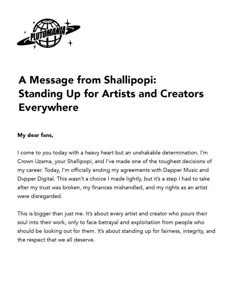 Shallipopi Press Release